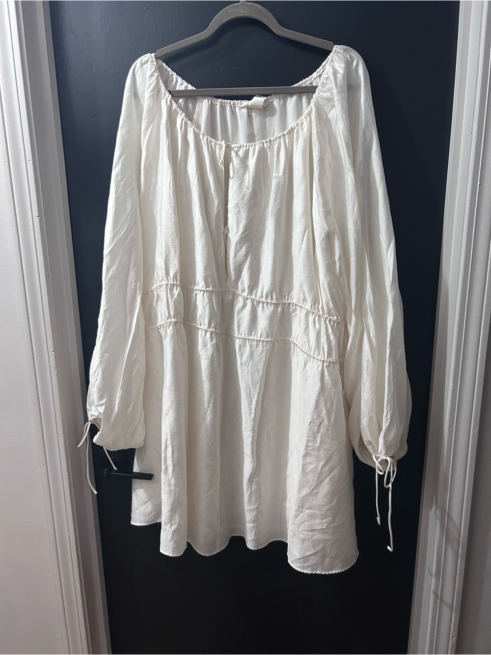 H&M Cream Peasant Tunic Blouse